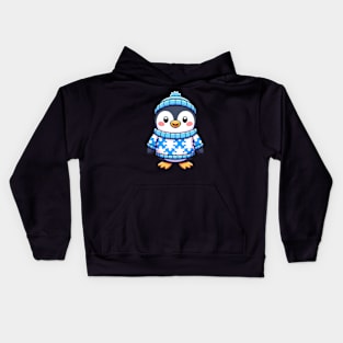 Cute Winter Penguin With Puzzle Piece Sweater Kids Hoodie